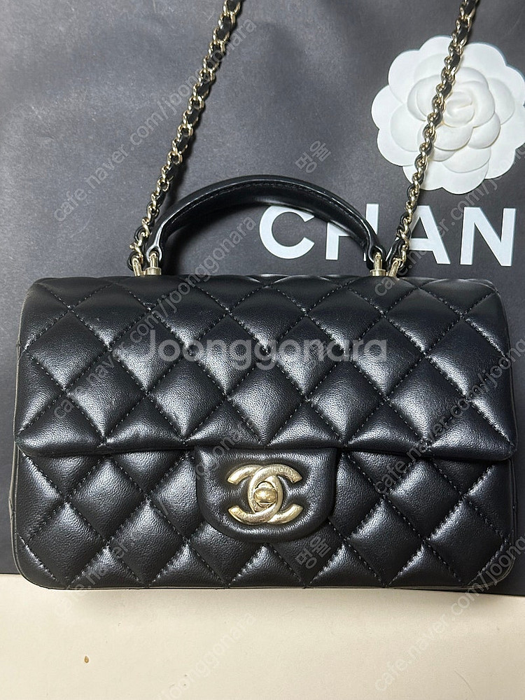 샤넬 뉴미니 탑핸들 블랙--7